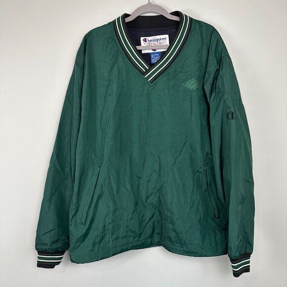 Vtg Champion Pullover Jacket Men's Large Green Windbreaker Austin Powder Company - Picture 2 of 14